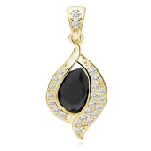 Pandantiv argint placat cu aur galben cu piatra neagra DiAmanti Z0736CG_B-DIA